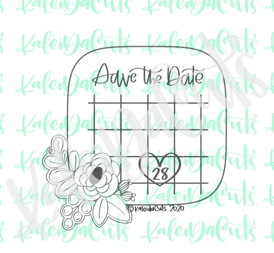 Floral Calendar Cookie Cutter 3.5"