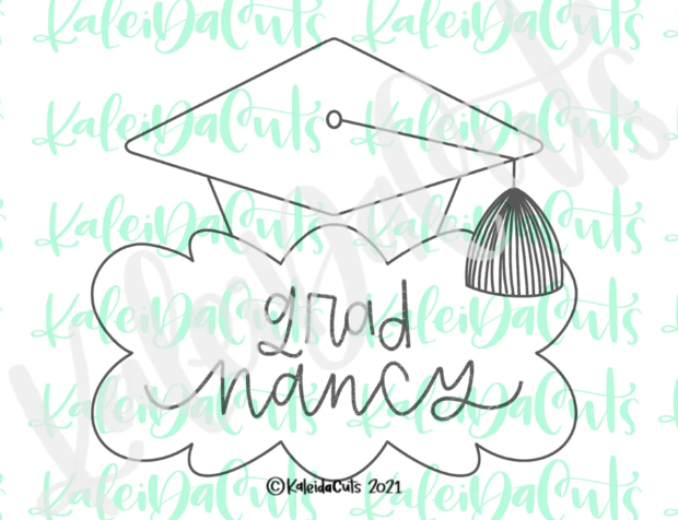 Grad Nancy Plaque Cookie Cutter 3.5"