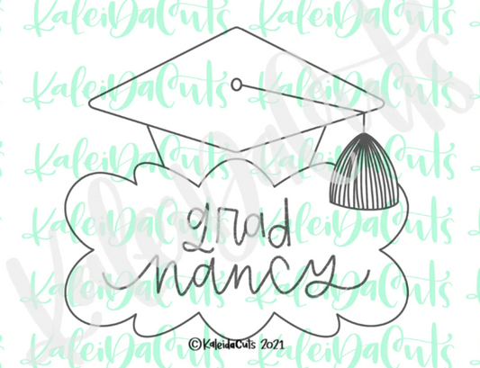 Grad Nancy Plaque Cookie Cutter 3.5"