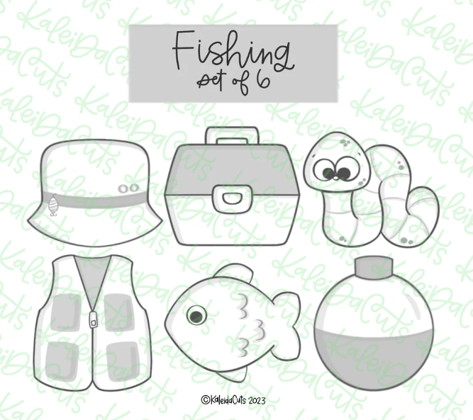 Fishing Set of Mini Cookie Cutters 2"