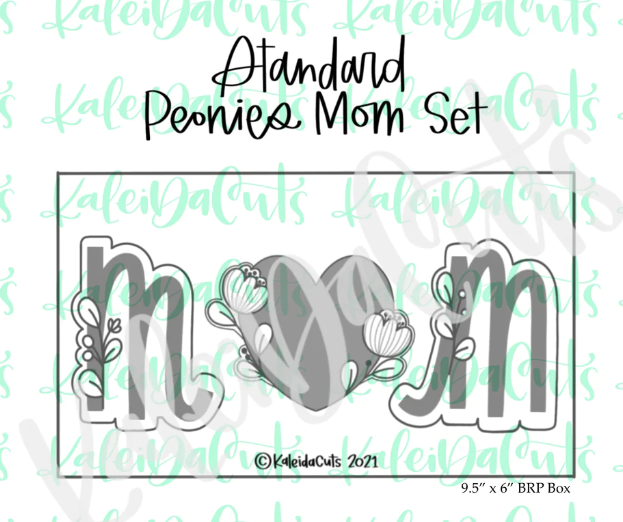 Peonies Mom Cookie Cutter Set of 3