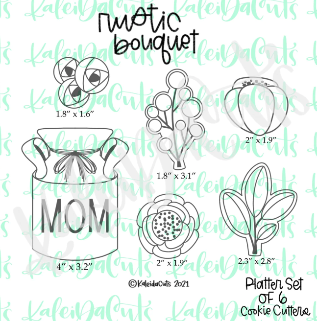 Rustic Bouquet Set of 6 Cookie Cutters