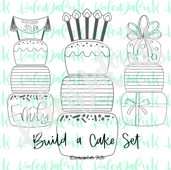Mini Build a Cake Set of 6 Cookie Cutters