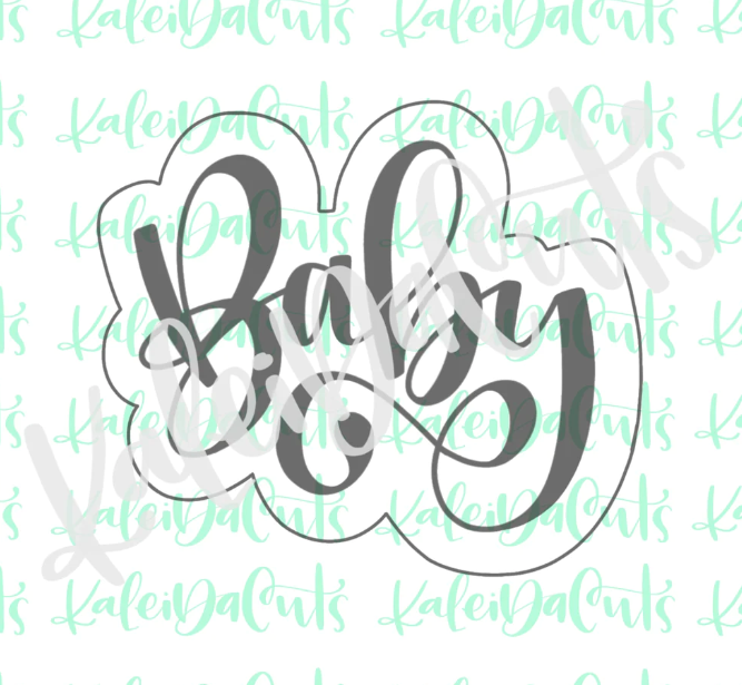 Baby Hand Lettering 2 Plaque Cookie Cutter 3.5"