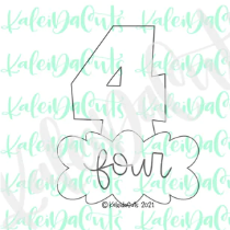 Nancy Number 4 Cookie Cutter 4"