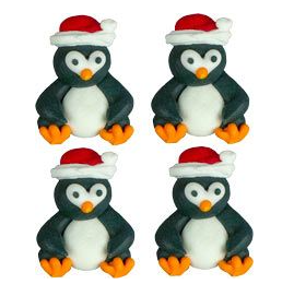Christmas Penguin 1 1/2" Icing Decor