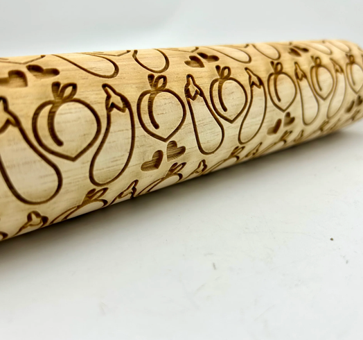 Eggplant and Peach Embossed Rolling Pin