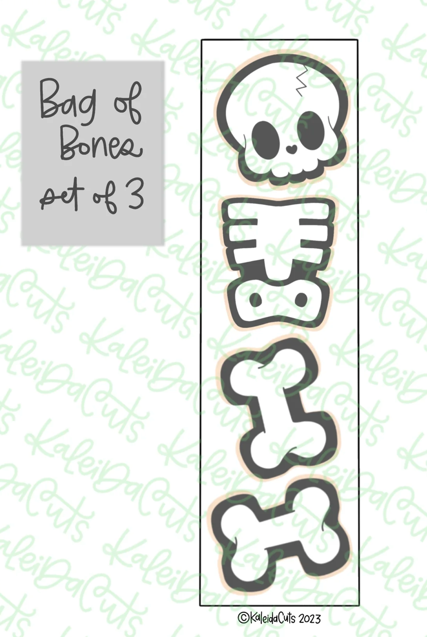 Bag of Bones Cookie Cutter Mini Set of 3