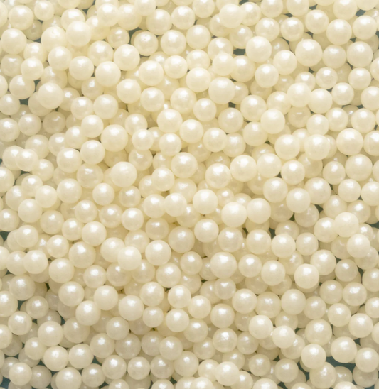 White Shimmer Sugar Pearls 4 oz