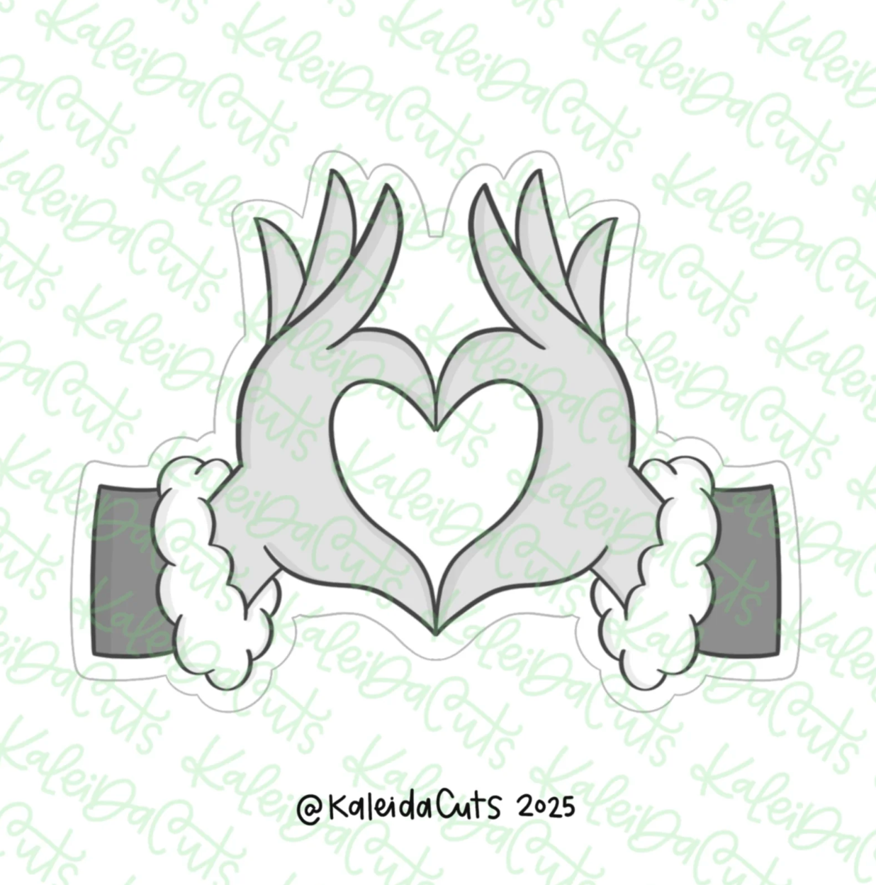 Green Heart Hands Cookie Cutter 3.5"