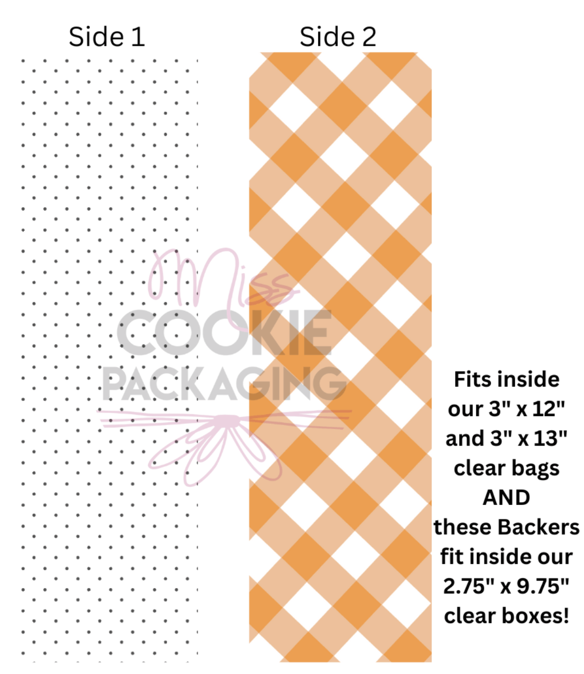 Tall Cookie Backer Orange Gingham Dots