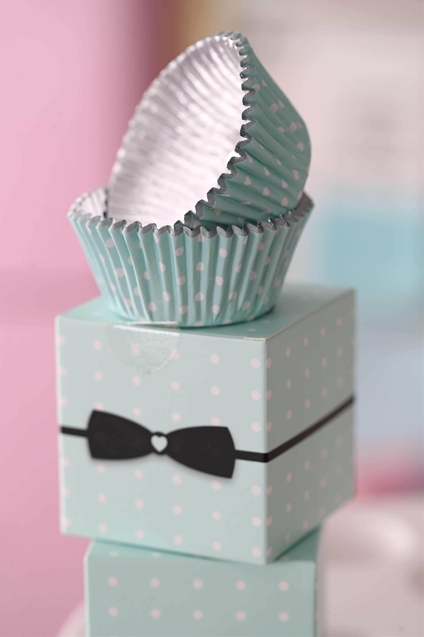 Foil Lined Cupcake Liner Turquoise/White Dots (50 pcs)