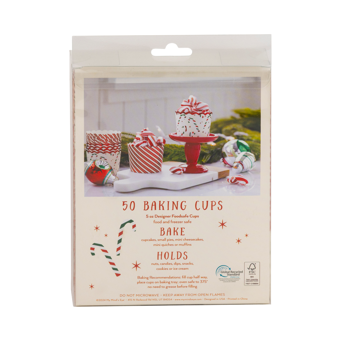 Red Foil Candy Stripes 5 oz Baking Cups