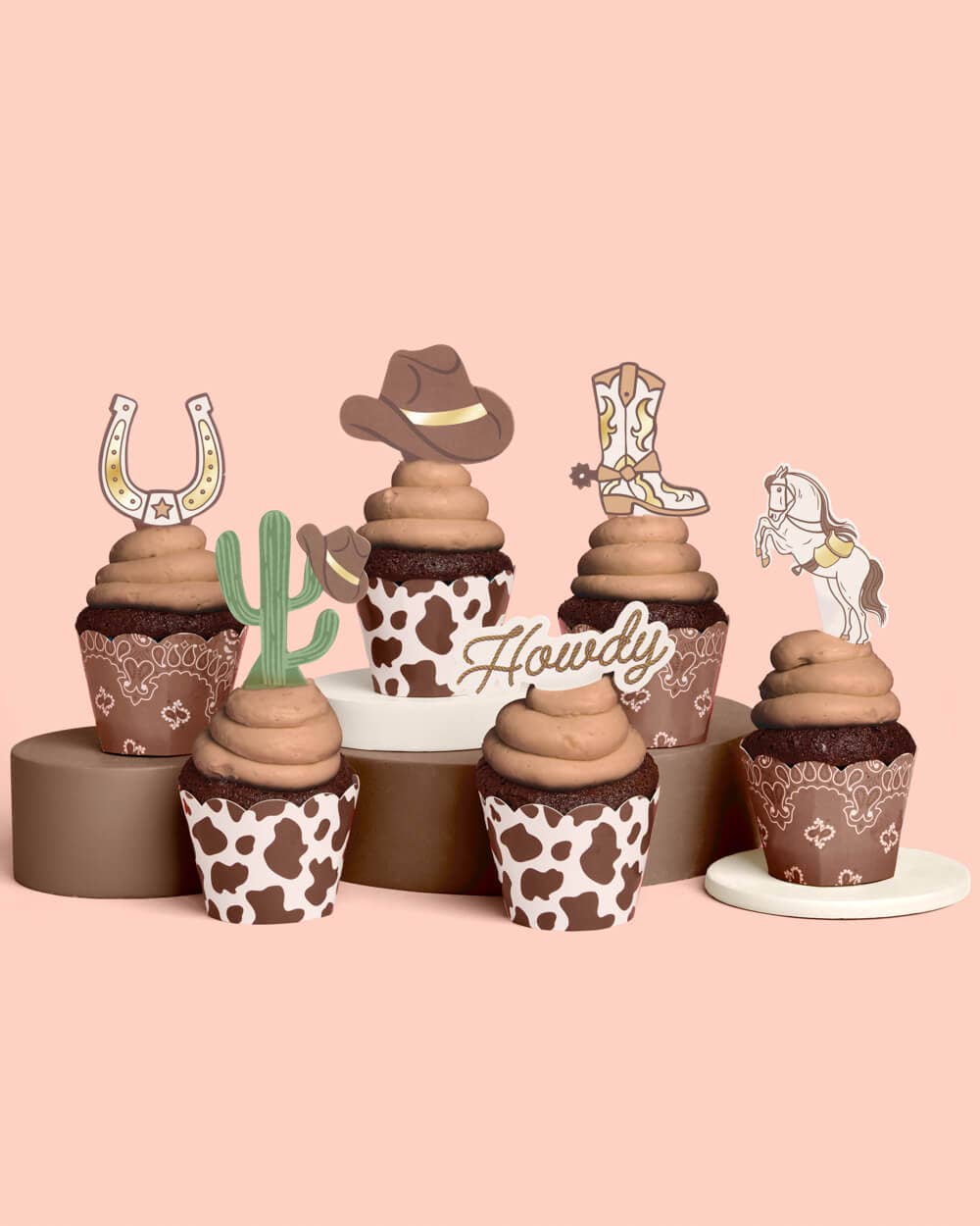 Western Rodeo Cupcake Set of 24 Liners + Toppers