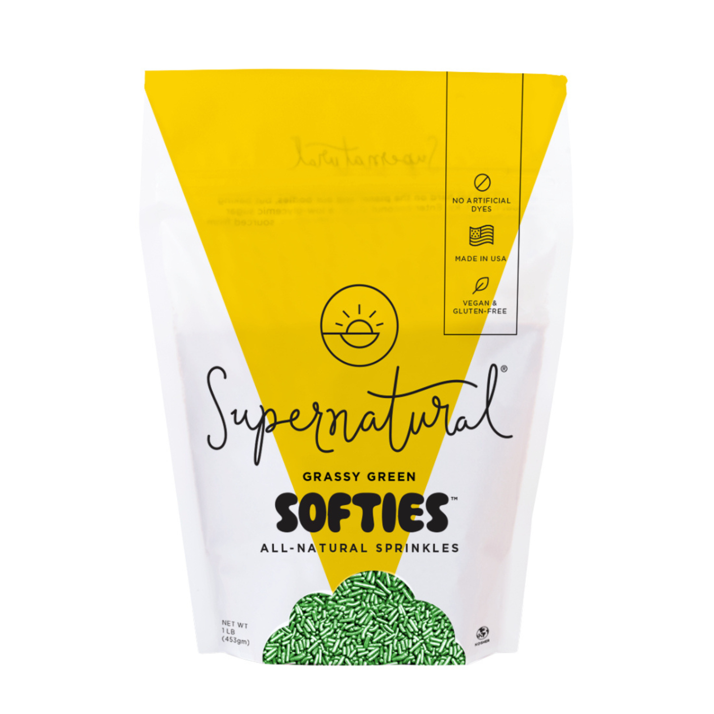 Supernatural - Dye-Free Grassy Green Softies Sprinkles, 1LB Bag