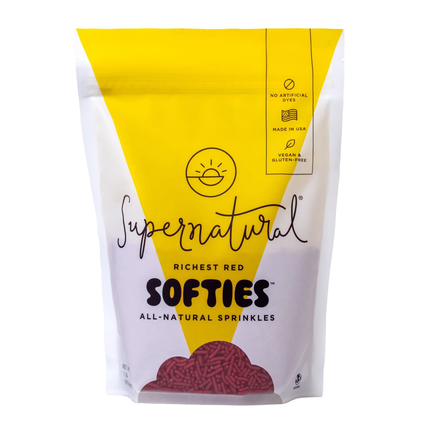 Supernatural - Dye-Free Richest Red Softies Sprinkles, 1LB Bag