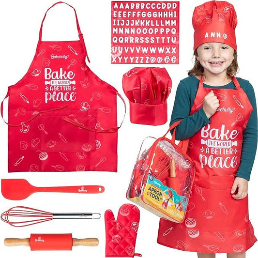 Baketivity Corp - Baketivity Kids Chef Hat & Apron Customizable Set