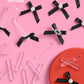 Bow Cake Toppers - 12 black + pearl cake toppers