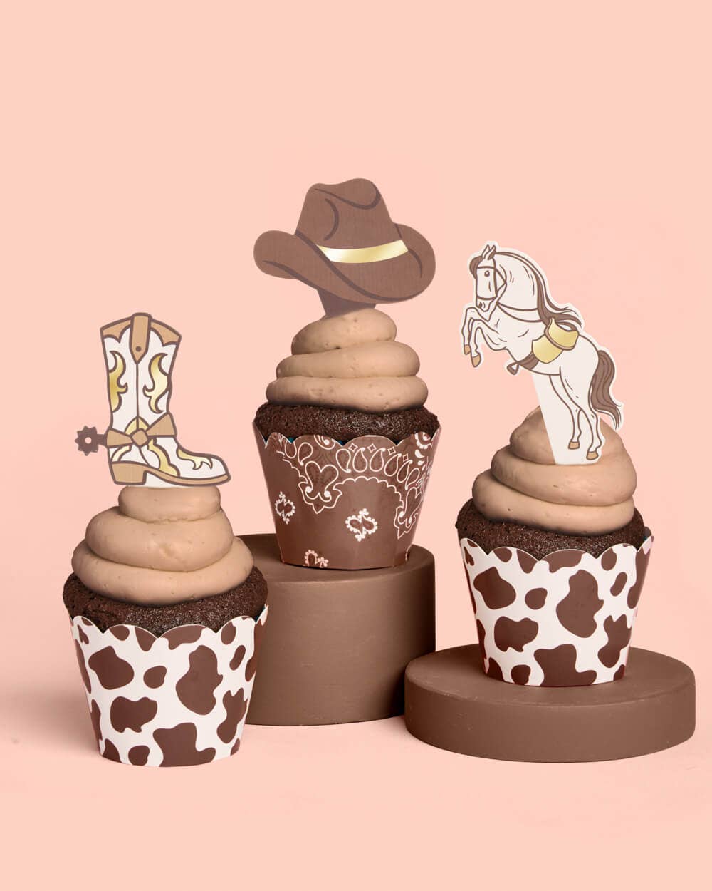 Western Rodeo Cupcake Set of 24 Liners + Toppers