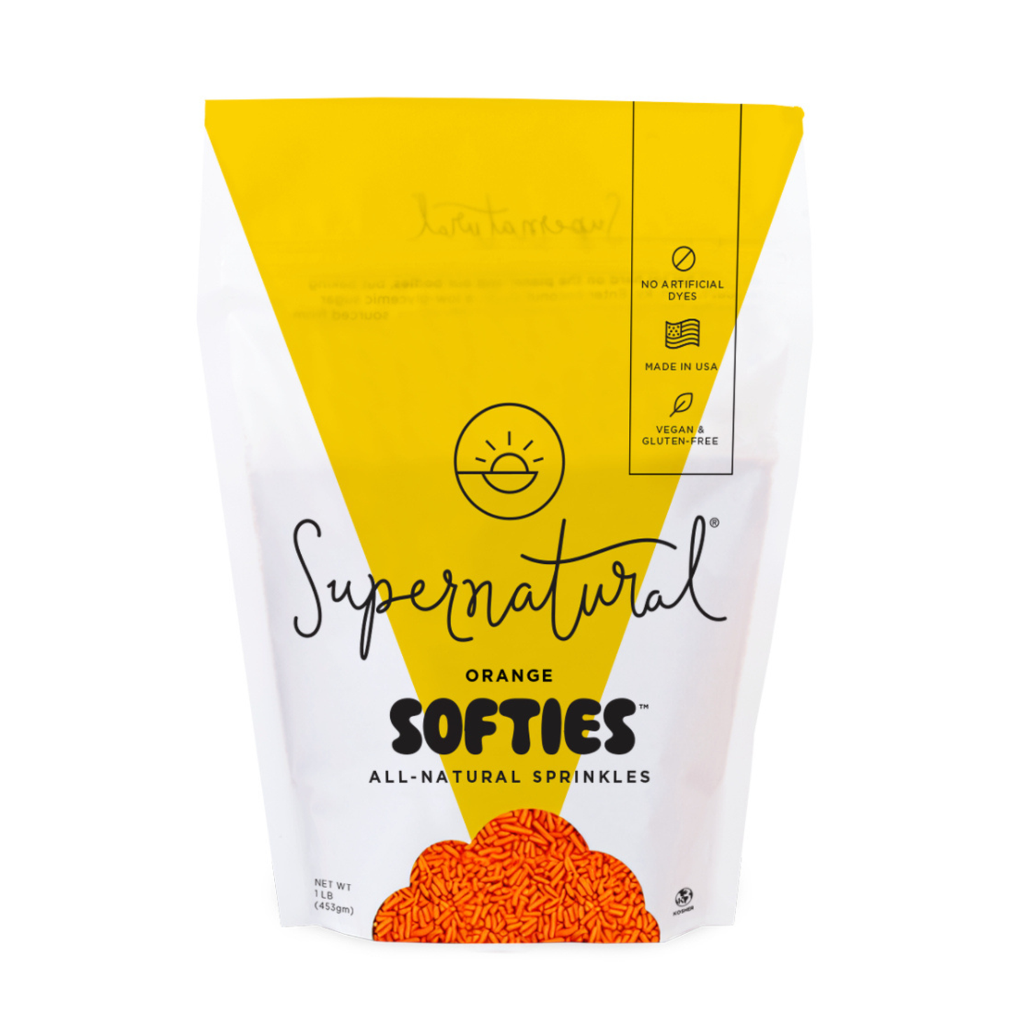 Supernatural - Dye-Free Orange Softies Sprinkles, 1LB Bag