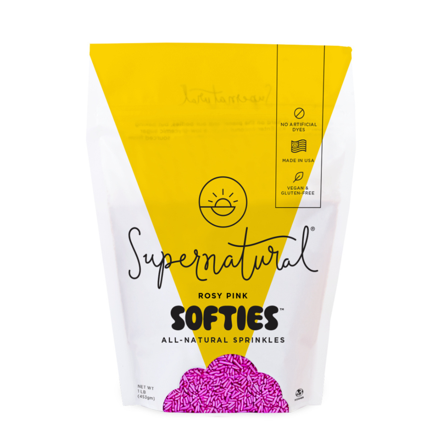 Supernatural - Dye-Free Rosy Pink Softies Sprinkles, 1LB Bag