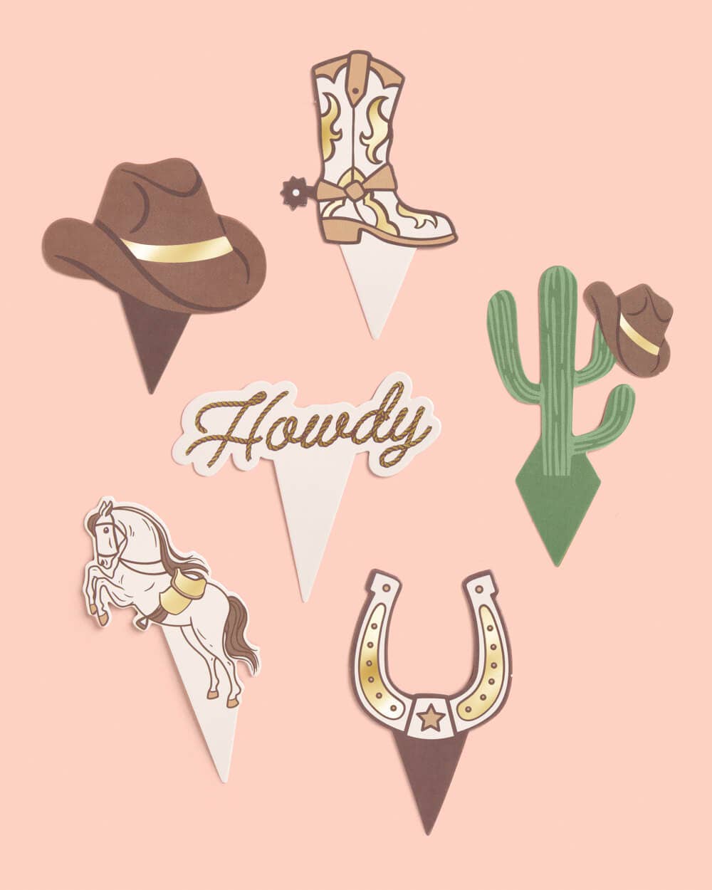 Western Rodeo Cupcake Set of 24 Liners + Toppers