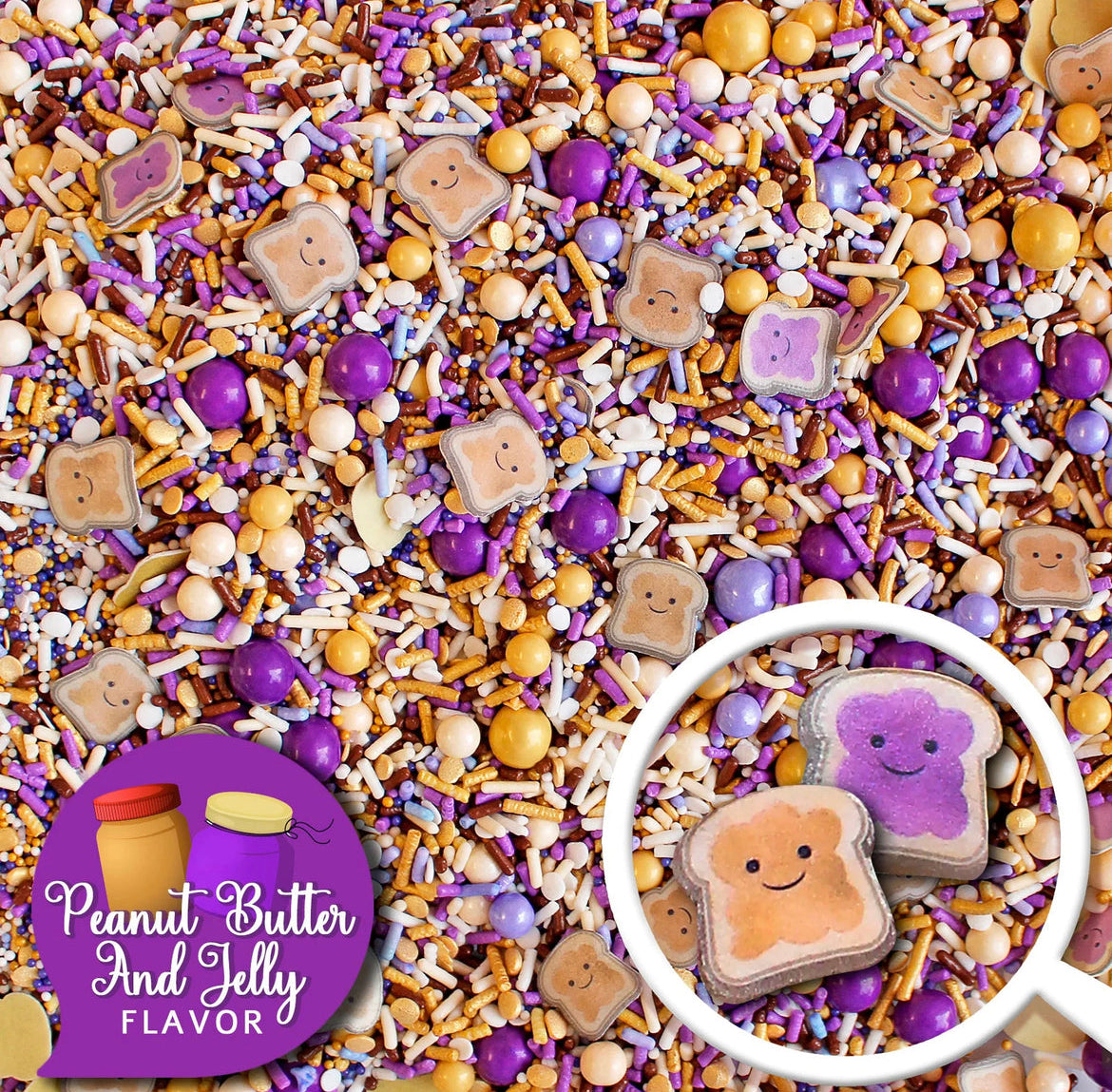 Peanut Butter & Jelly Sprinkle Mix 8 oz Jar BULK