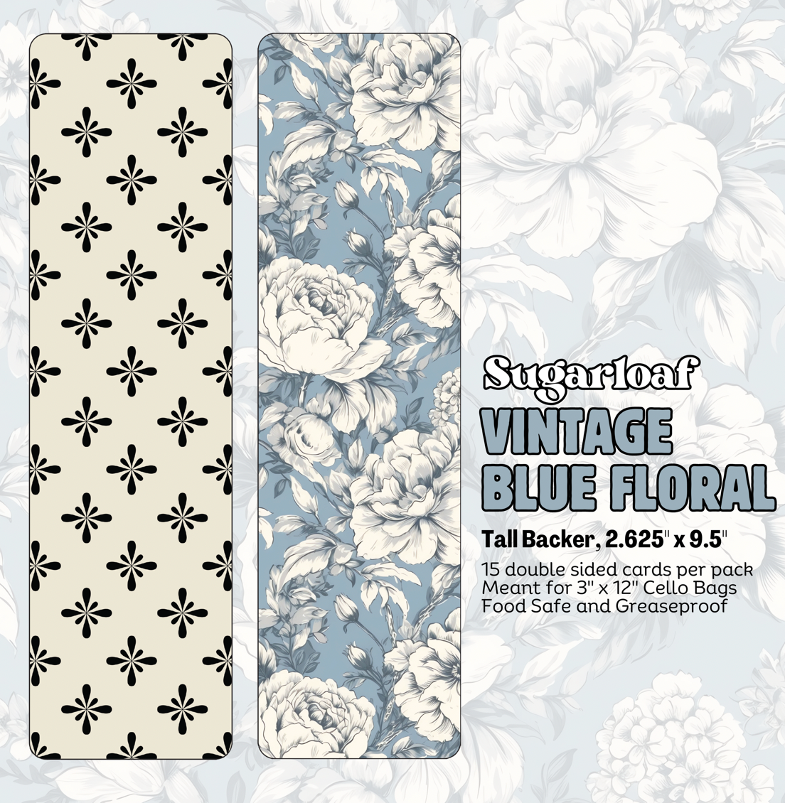 Tall Backer-Vintage Blue Floral