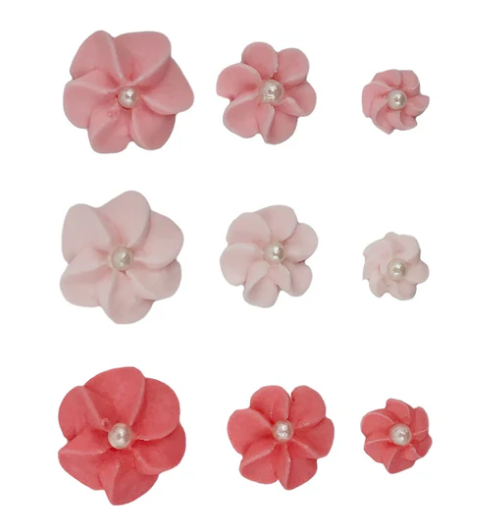 Royal Icing Pink and White Flowers