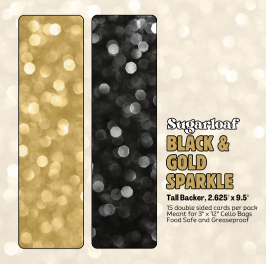 Tall Cookie Backer-Black and Gold Sparkles