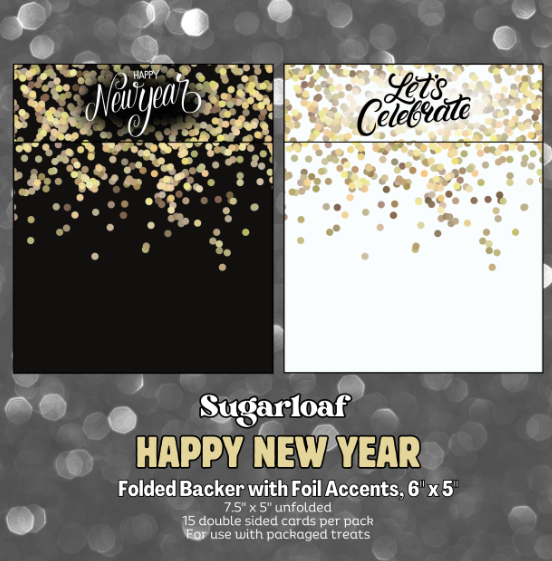 Folded Cookie Backers-Happy New Year Gold Foil