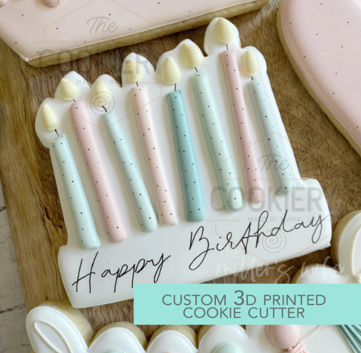 Birthday Candles Plaque Cookie Cutter 3.5"