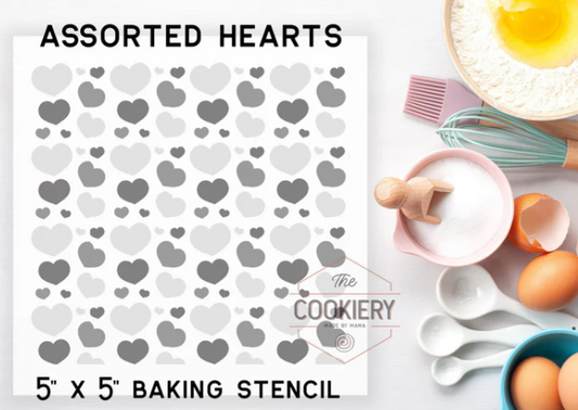 Assorted Hearts Pattern Cookie Stencil