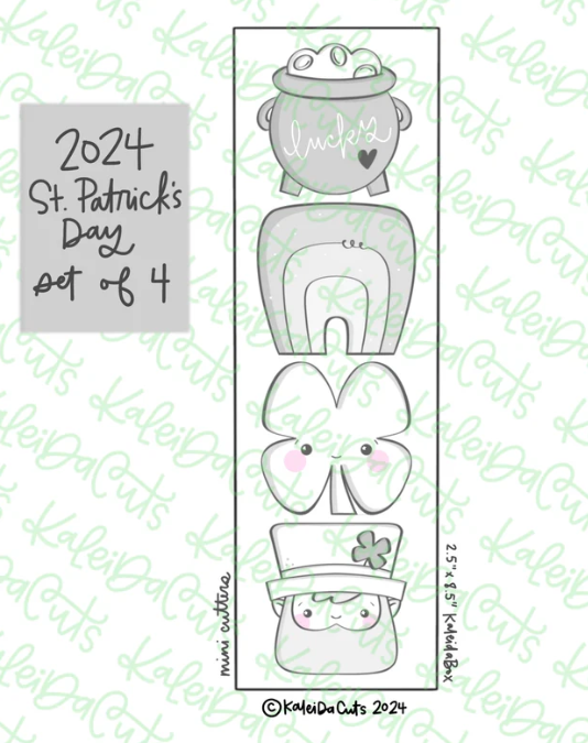 2024 St Patricks Day Cookie Cutter Little Set of 4 2.5"