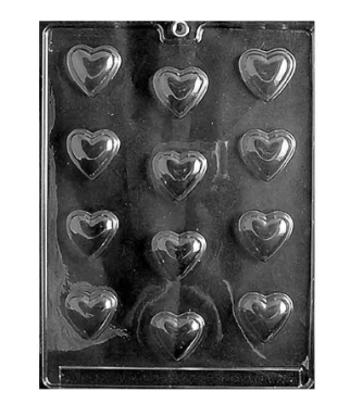 Life of the Party Plastic Chocolate Mold, Small Hearts, 1 1/4" x 1 1/2" x 3/8"