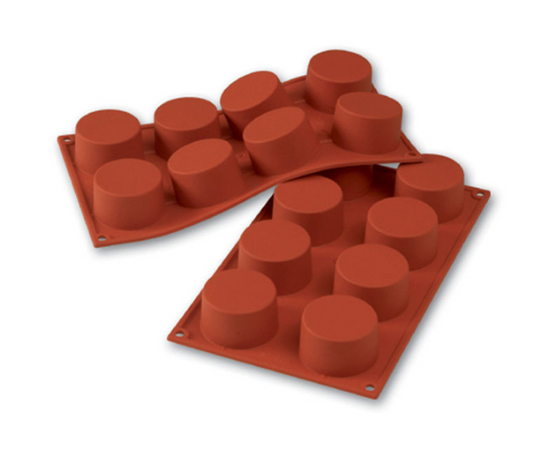Silikomart Flexible Non-Stick Cylinder Bakeware Mold 3 Oz, 2.36" Dia. x 1.38" Deep, 8 Cavities