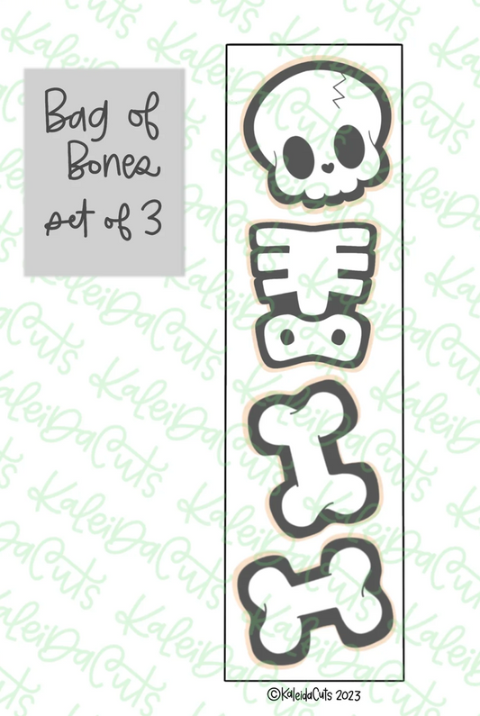 Bag of Bones Cookie Cutter Mini Set of 3