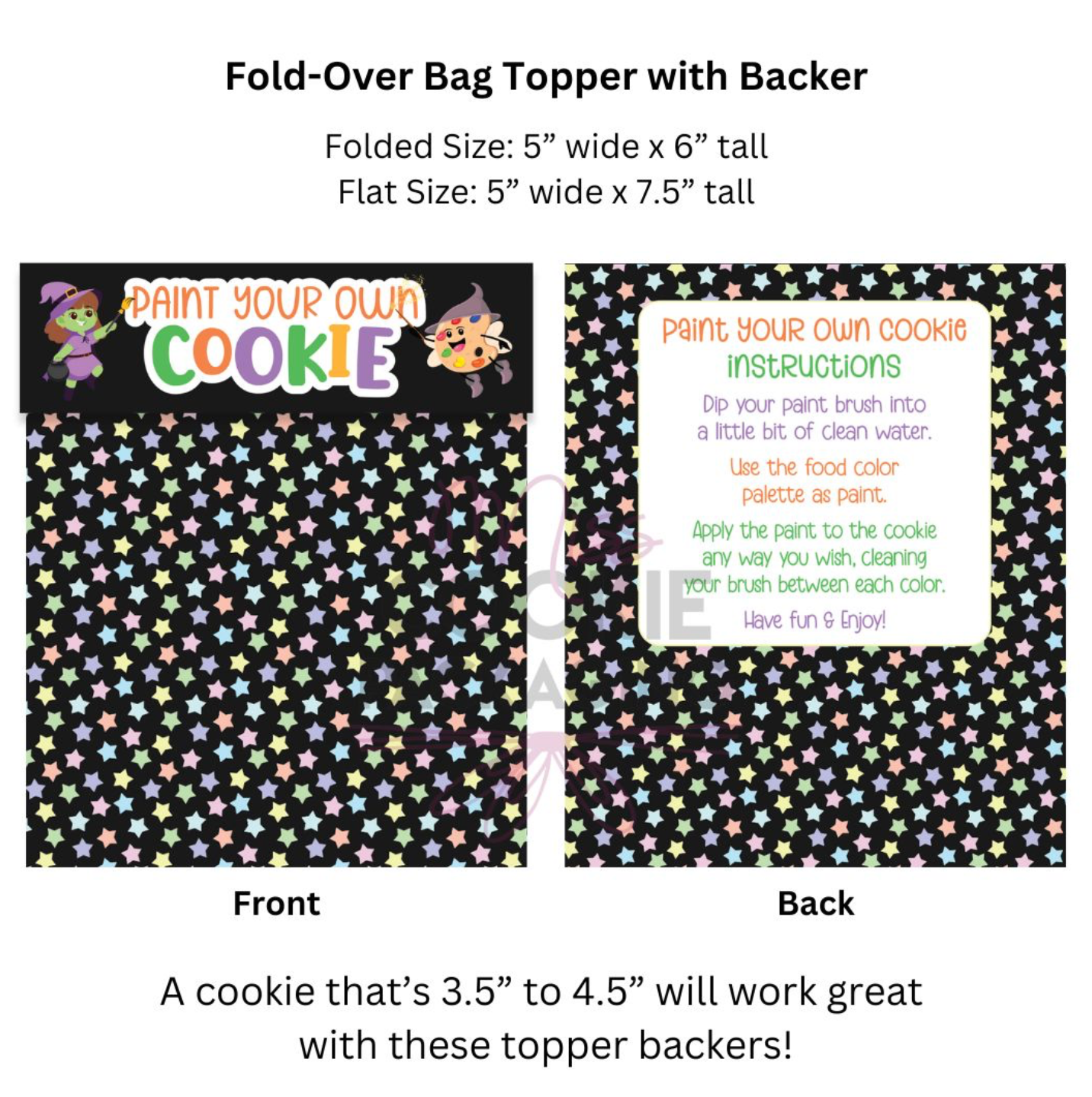 Fold Over Cookie Backer Stars Halloween Paint Your Own Cookie Instructions