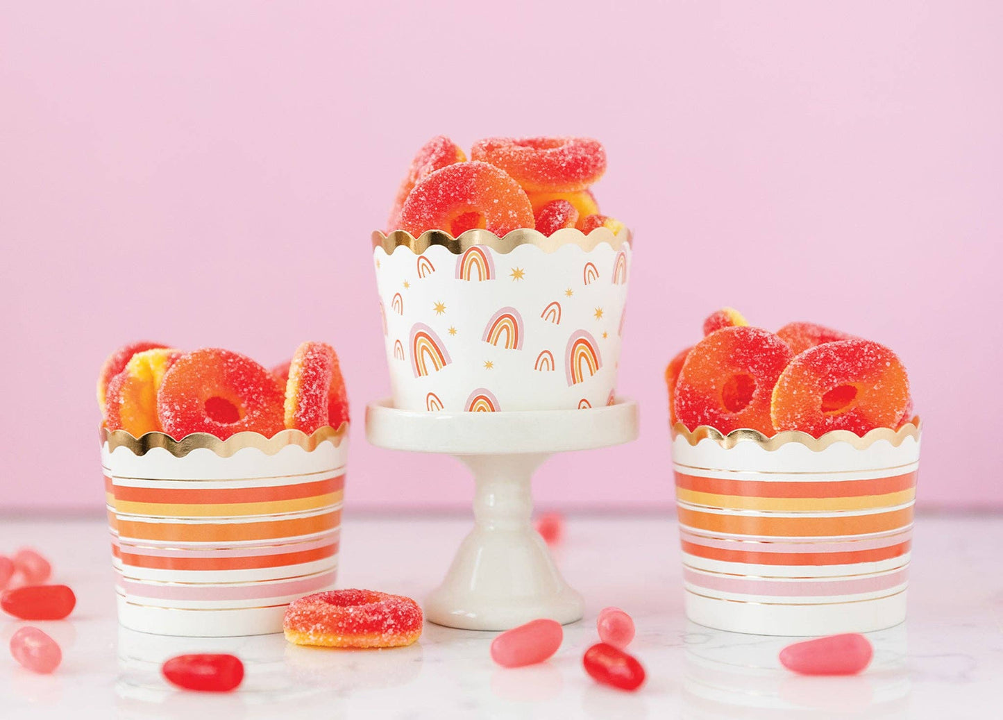 Gold Foil Rainbow Stripe Food Cups