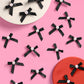 Bow Cake Toppers - 12 black + pearl cake toppers