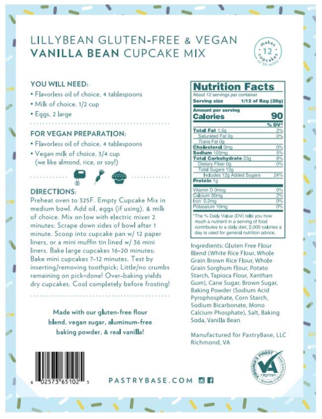 LillyBean by PastryBase - LillyBean Vanilla Bean Cupcake Mix (Vegan and GF)