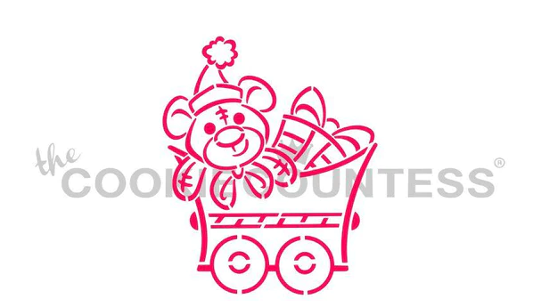 Christmas Train Teddy Bear Car Stencil