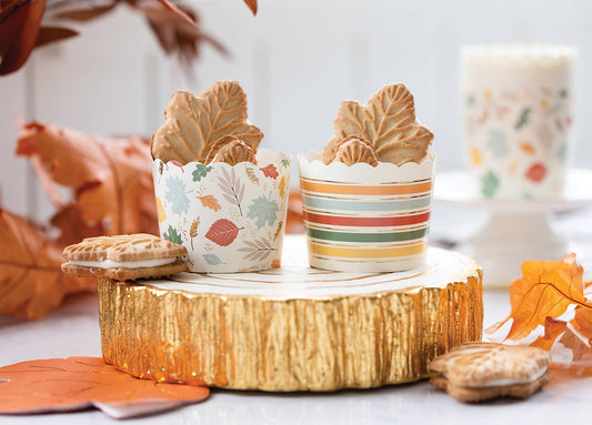 Foiled Thankful Leave Baking Cups