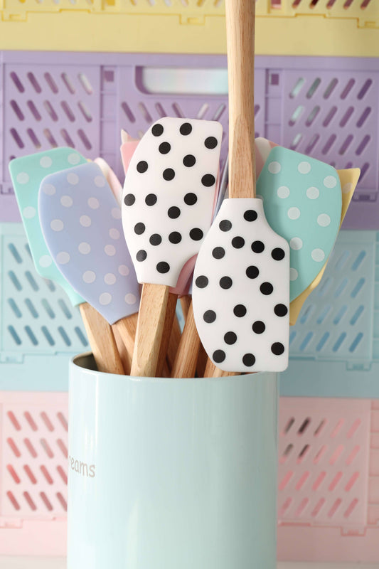 Large Spatula, White and Black Dots