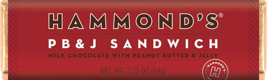 Hammond's Candies - PB & J Sandwich Milk Chocolate Candy Bar  2.25oz