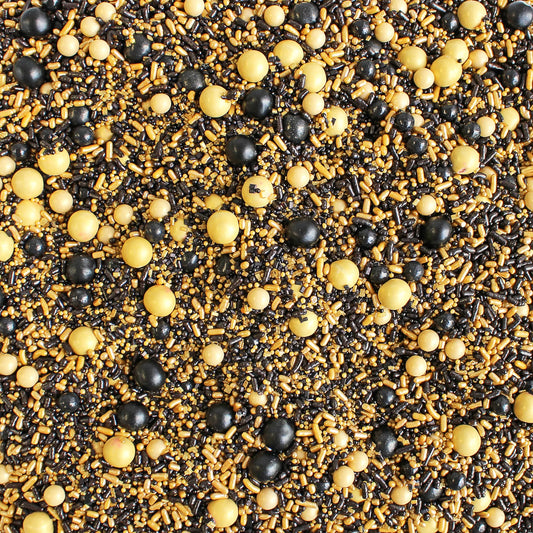 Black and Gold Game Day Sprinkle Mix 4 oz Jar