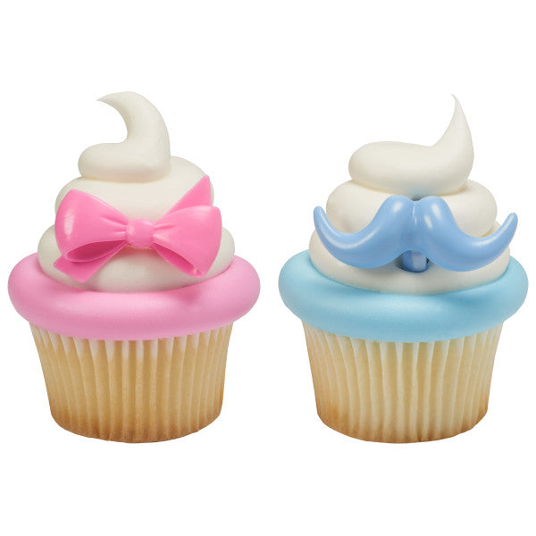 Bow and Mustache Cupcake Rings
